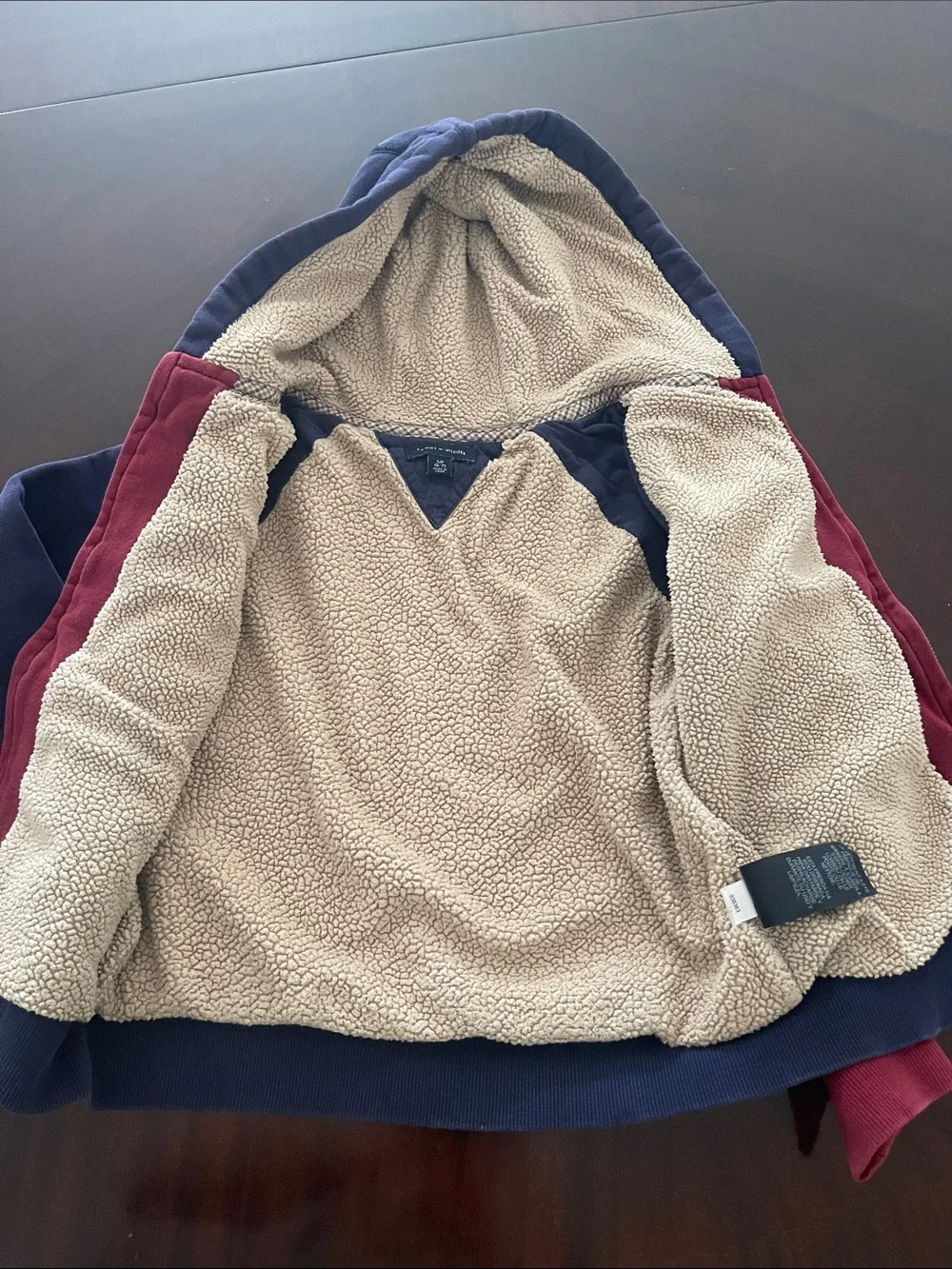 Boy’s Tommy Hilfiger Red & Navy Sherpa-Lined Zip Hoodie size S 6/7